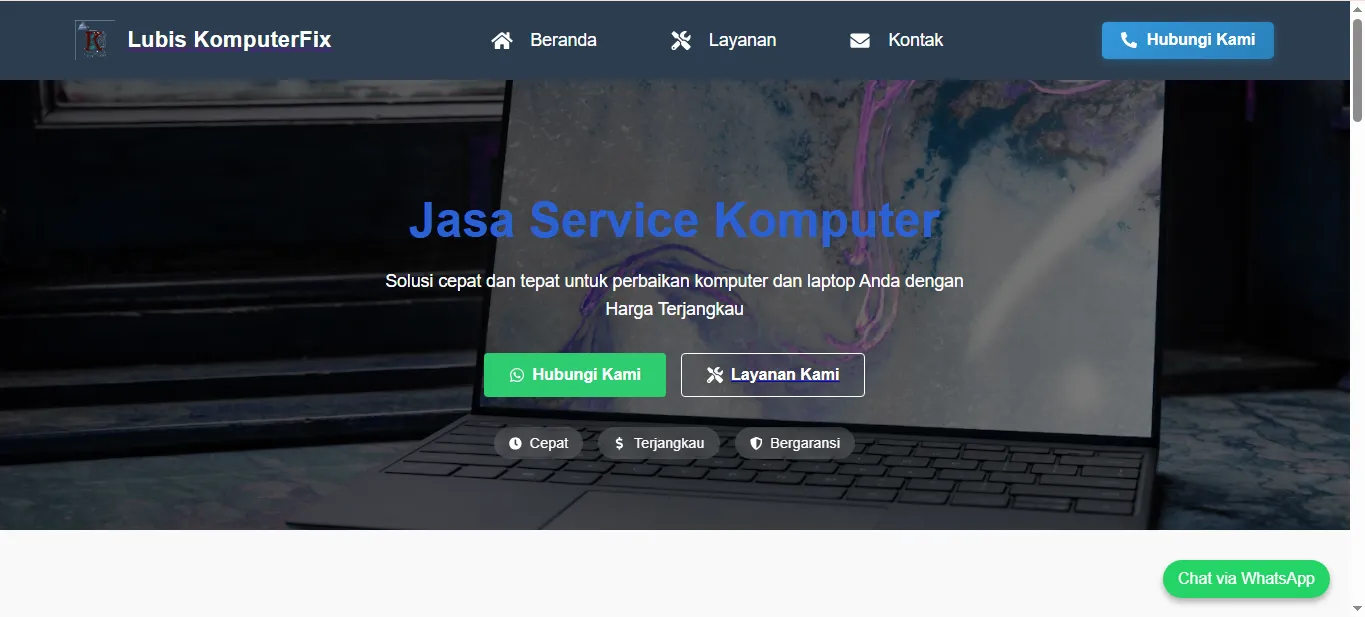 Screenshot dari proyek Website Informasi Perbaikan Komputer - Lubis Komputer Fix