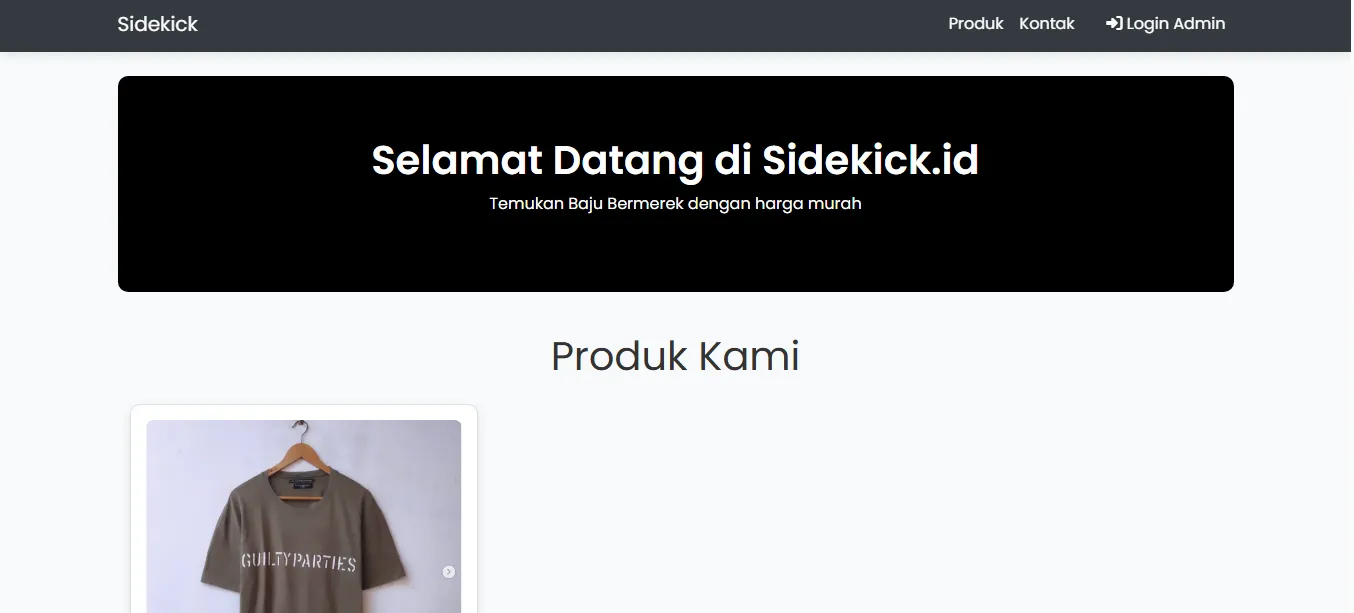 Screenshot dari proyek Membuat Website Jual Beli Baju Second menggunakan Python